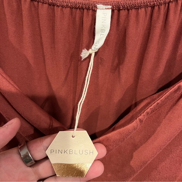 Pinkblush Rust Wrap Front Empire Waist Knit Maternity Maxi Dress Long Sleeve - Picture 5 of 8